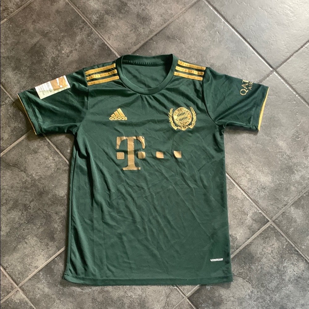 Adidas Green and Gold bayern munich soccer jersey